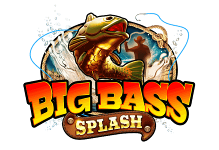 Big Bass Splash artwork showing the fisherman and bass mascot logo above turquoise splash water beneath a desert canyon